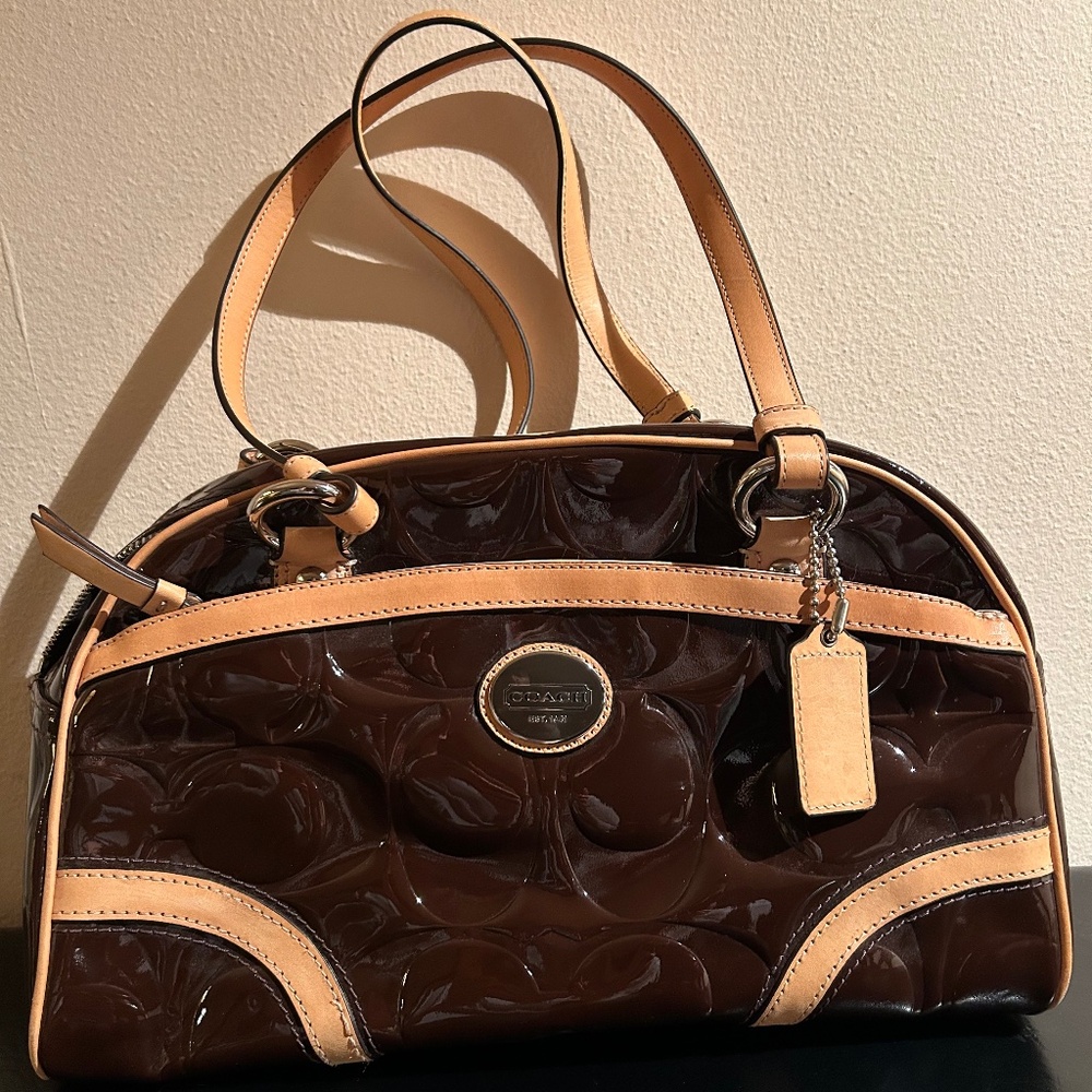 Vintage Coach Handbag, Plum, Leather